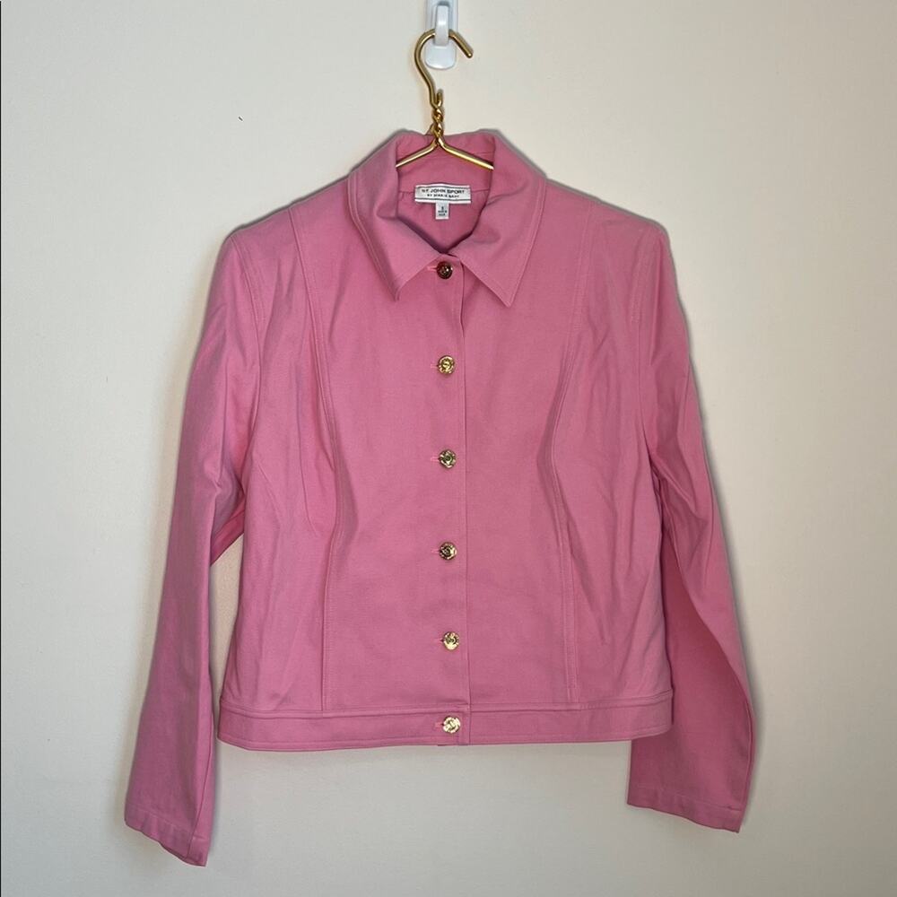 St. John Sport By Marie Gray Pink Trucker Jacket Women’s Size Small